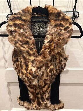 GUESS Leopard-Print Faux Fur Vest in Brown and Tan